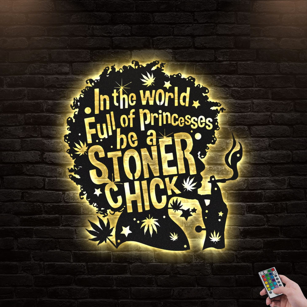 Afro Girl Weed Girl - Led Light Metal - Owls Matrix LTD