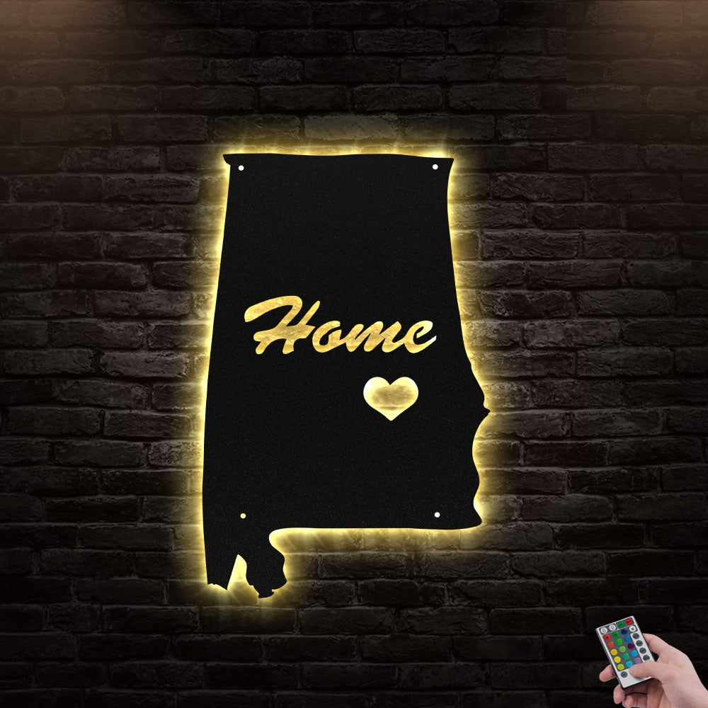 12"x12" Alabama Where I Live - Led Light Metal - Owls Matrix LTD