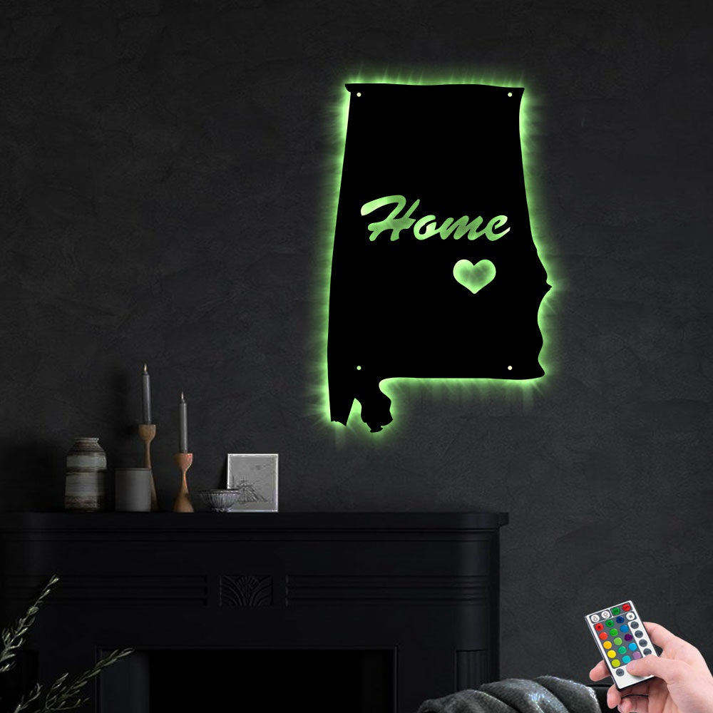 Alabama Where I Live - Led Light Metal - Owls Matrix LTD