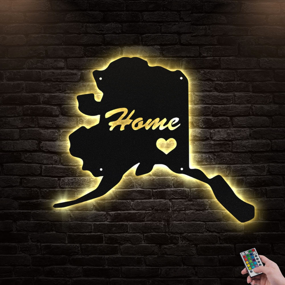 12"x12" Alaska Where I Live - Led Light Metal - Owls Matrix LTD