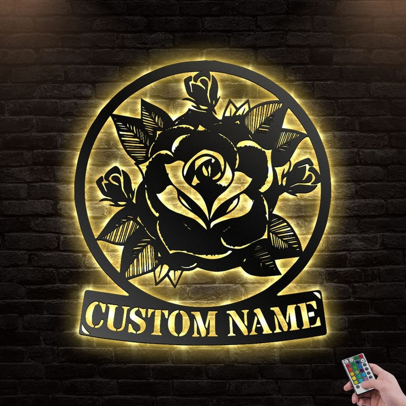 Rose Special Style Personalized - Led Light Metal - Owls Matrix LTD