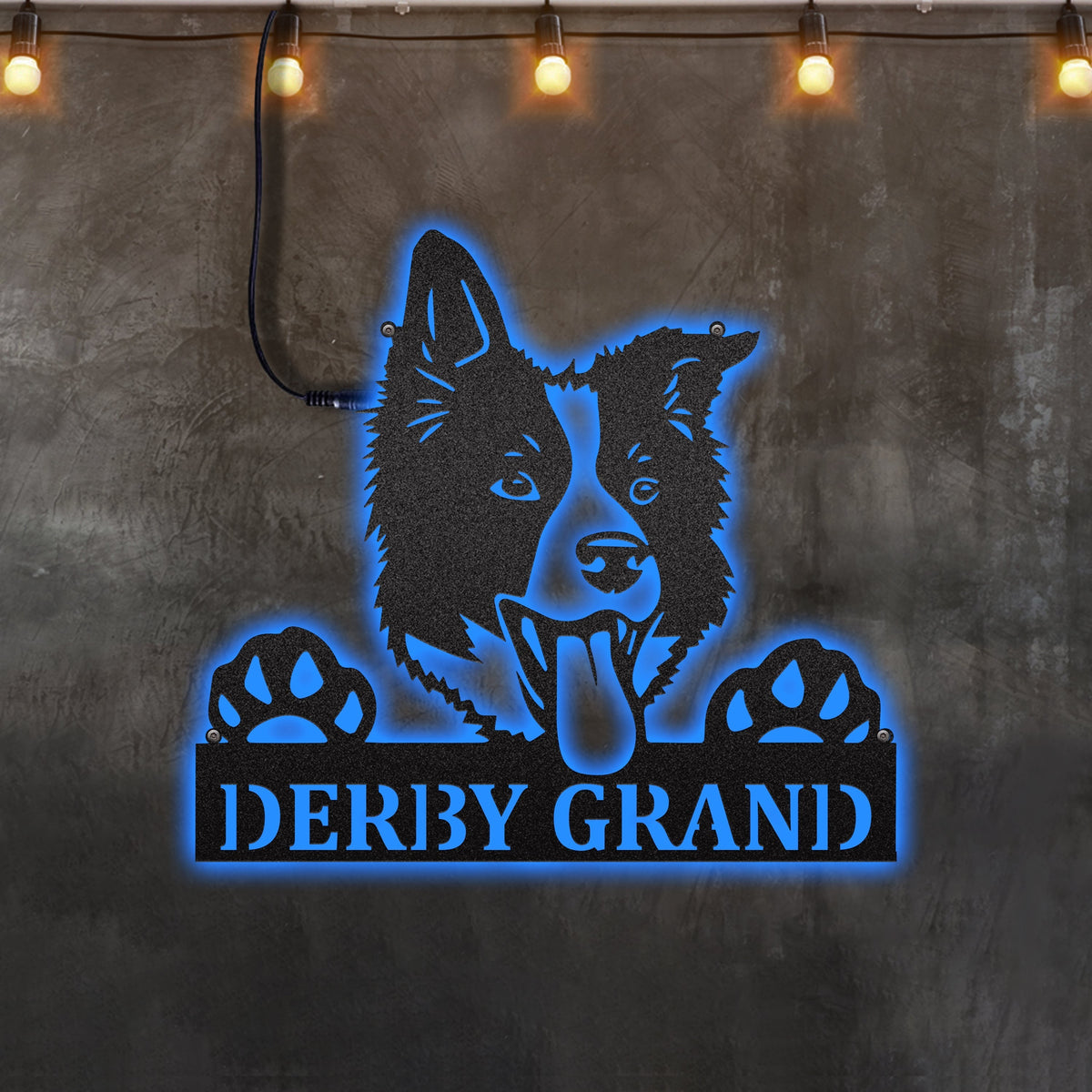 Border Collie Dogs Personalized - Led Light Metal - Owls Matrix LTD