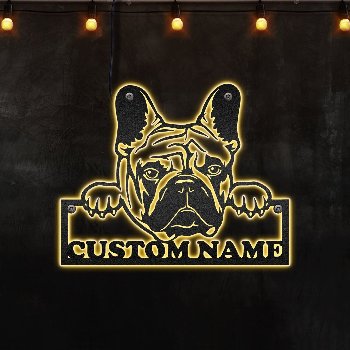 12*12 Inch (30*30cm) Bulldog French So Funny Style Personalized - Led Light Metal - Owls Matrix LTD