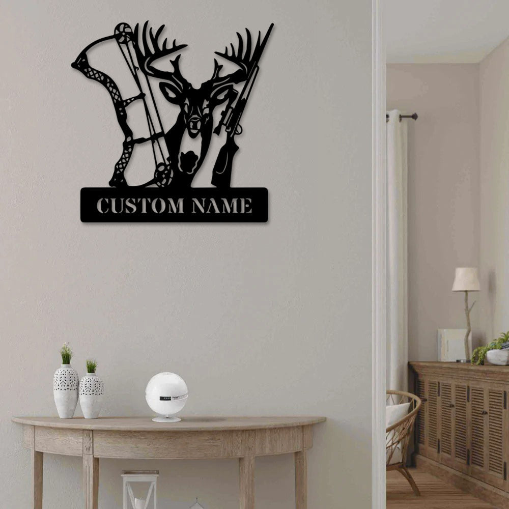 Deer Bow Hunting Gift Hunter I6 Personalized - Led Light Metal - Owls Matrix LTD