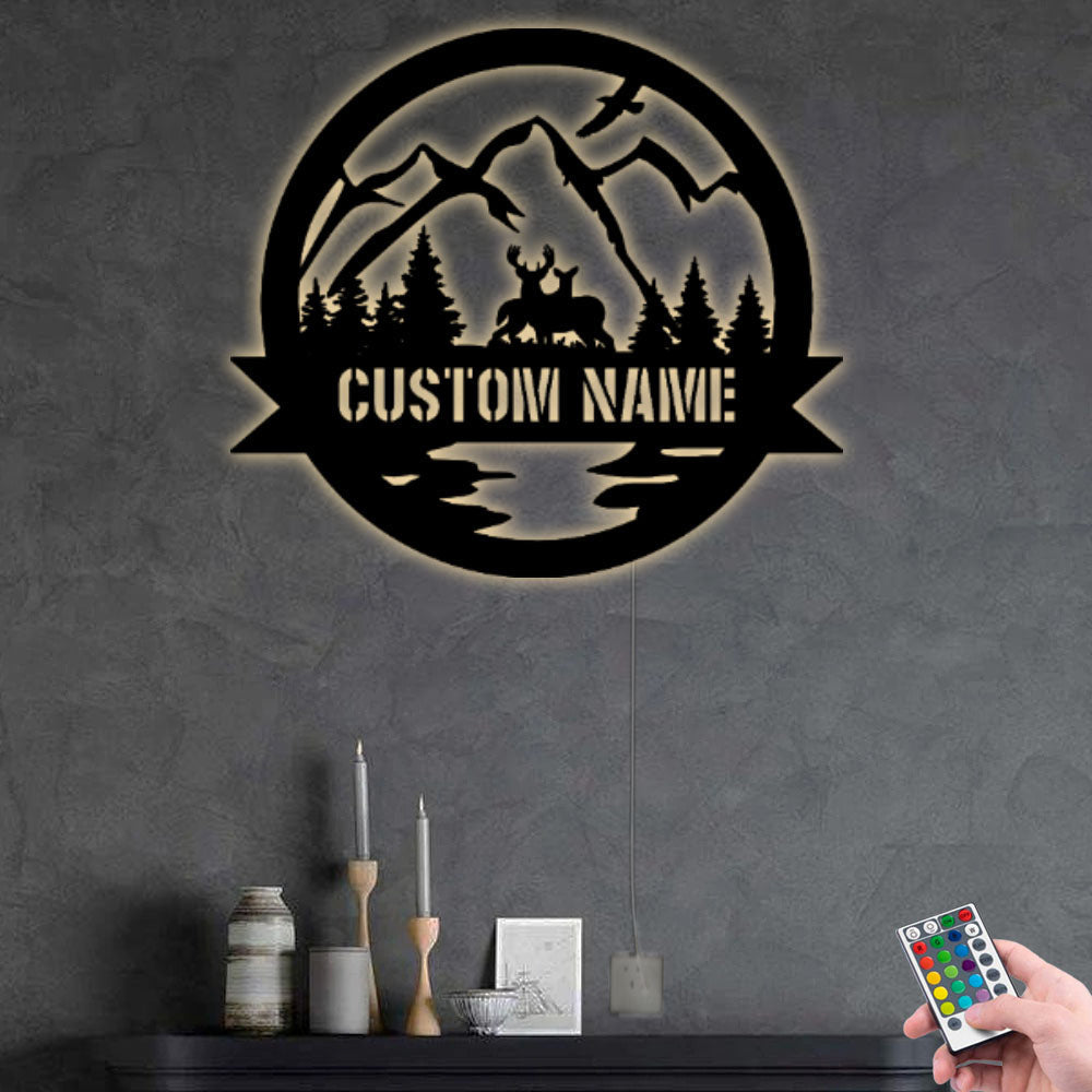 Deer Love His Life Personalized - Led Light Metal - Owls Matrix LTD