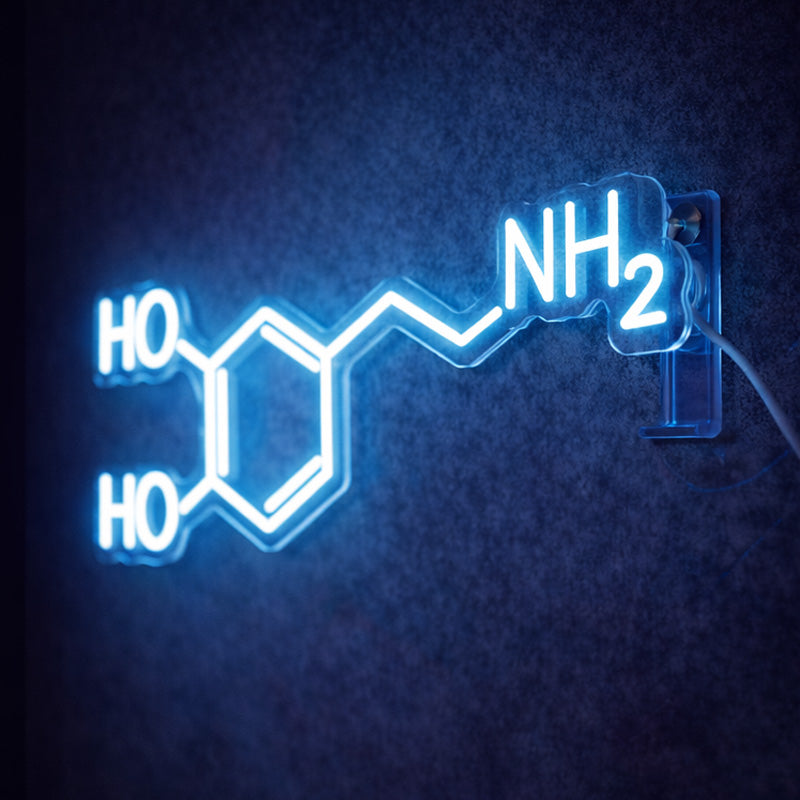 Dopamine Molecule Neon Sign – Blue Science LED Wall Light
