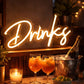 Drinks Neon LED Sign – Stylish Script Bar Light for Home Bar, Kitchen, Café & Party Decor