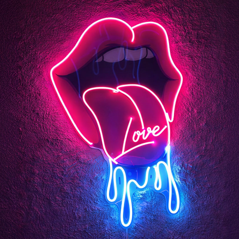 Dripping Lips Neon Sign – Sexy LED Wall Decor for Bedroom & Aesthetic Room