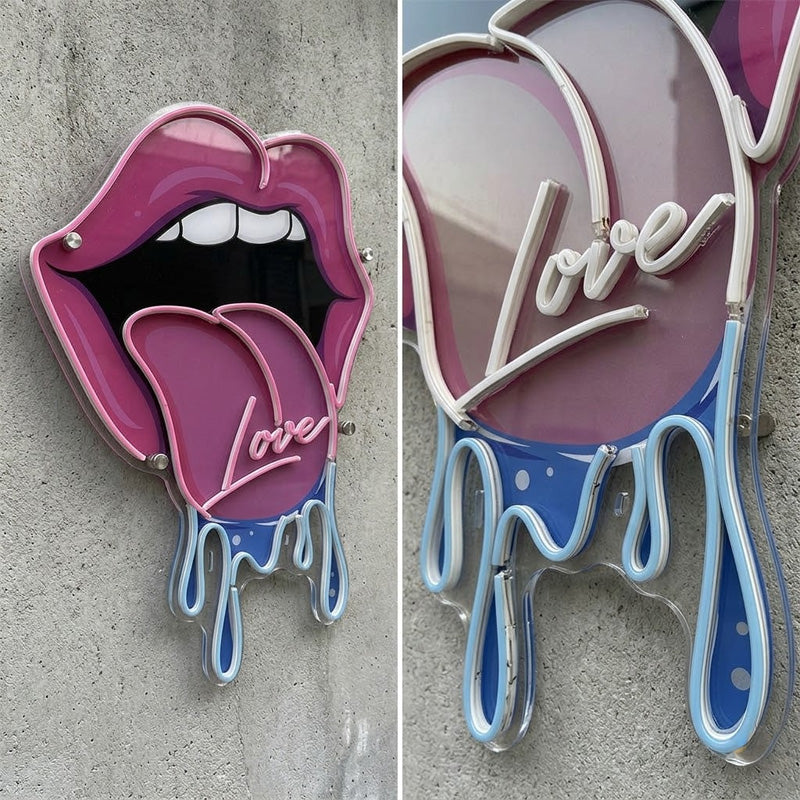 Dripping Lips Neon Sign – Sexy LED Wall Decor for Bedroom & Aesthetic Room