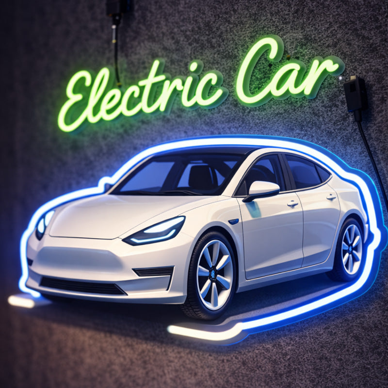Electric Car LED Neon Sign – Modern EV Wall Light Decor