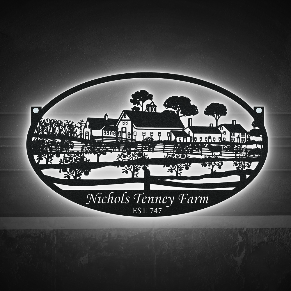 12"x12" Farm Welcome To Our Farm Personalized - Led Light Metal - Owls Matrix LTD