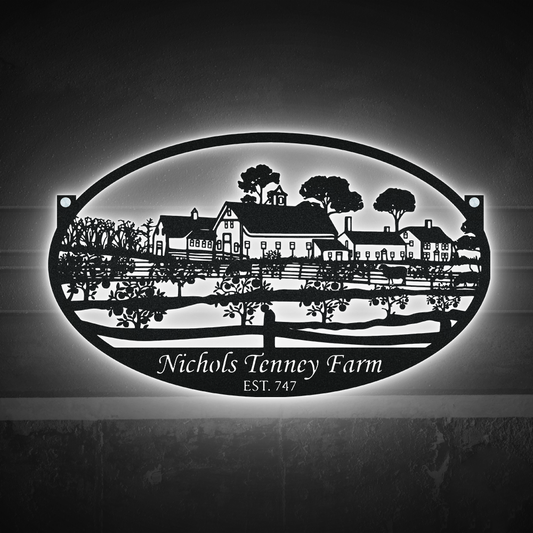 12"x12" Farm Welcome To Our Farm Personalized - Led Light Metal - Owls Matrix LTD