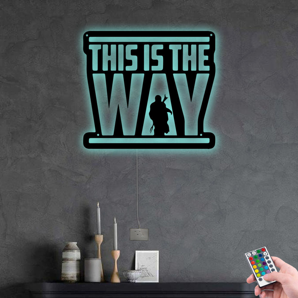 Fishing Man This is the Way - Led Light Metal - Owls Matrix LTD