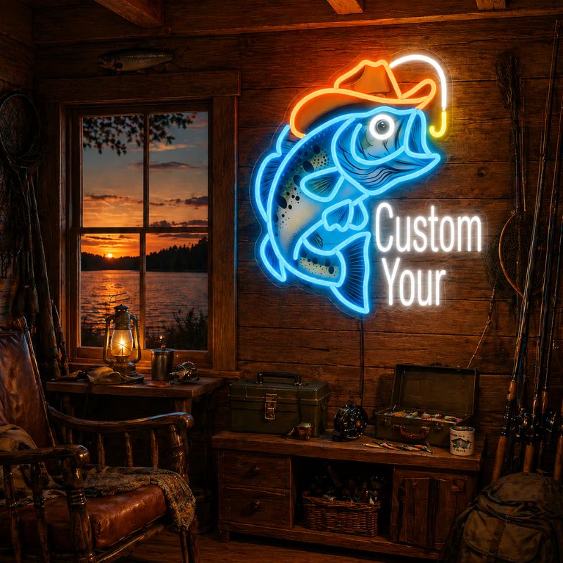 Fishing Neon Sign Cabin - Fish On Wall Decor Light | Custom Your