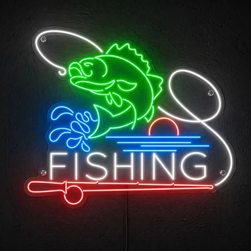 Fishing Neon Sign Cabin - LED Wall Decor Light