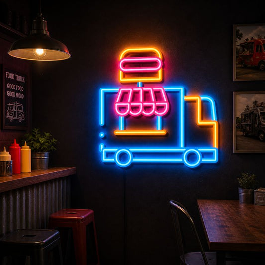 Food Truck Neon Sign - Burger Truck LED Wall Decor