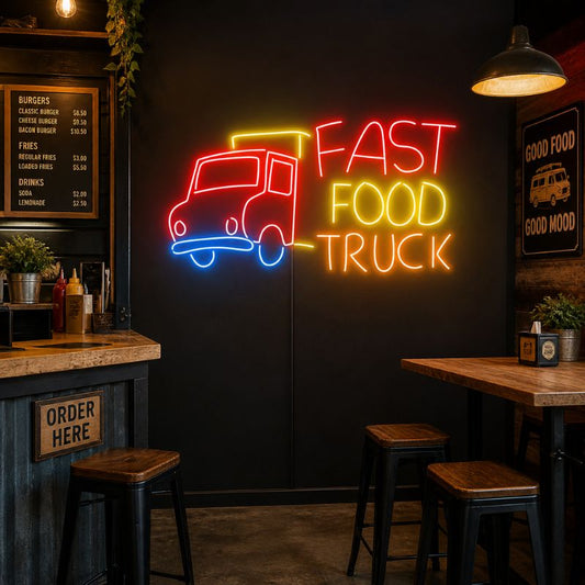 Food Truck Neon Sign - Fast Food LED Wall Art Decor