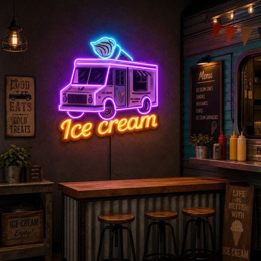 Food Truck Neon Sign - Ice Cream Truck LED Wall Art
