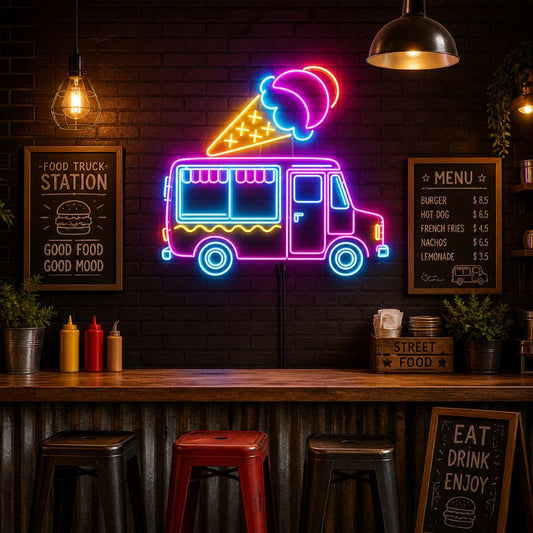 Food Truck Neon Sign - Ice Cream Truck LED Wall Decor