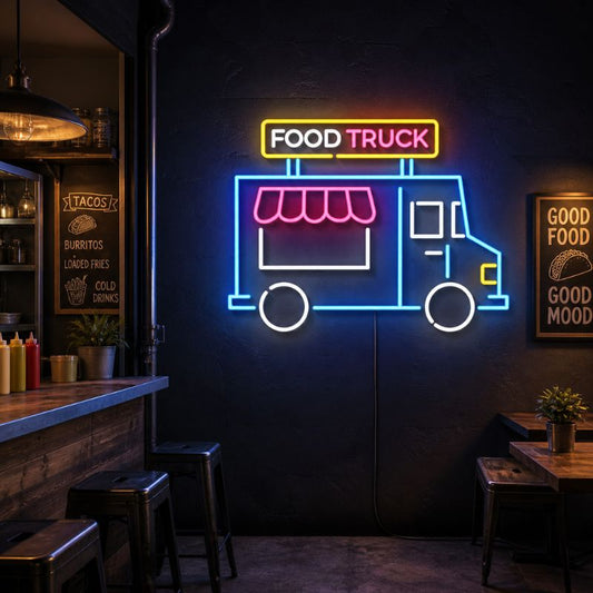 Food Truck Neon Sign - Mobile Kitchen LED Wall Decor
