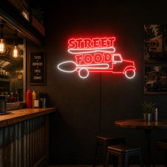 Food Truck Neon Sign - Street Food LED Wall Decor Art