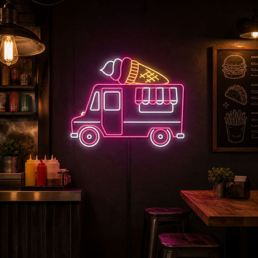 Food Truck Neon Sign - Ice Cream Truck LED Wall Decor Art