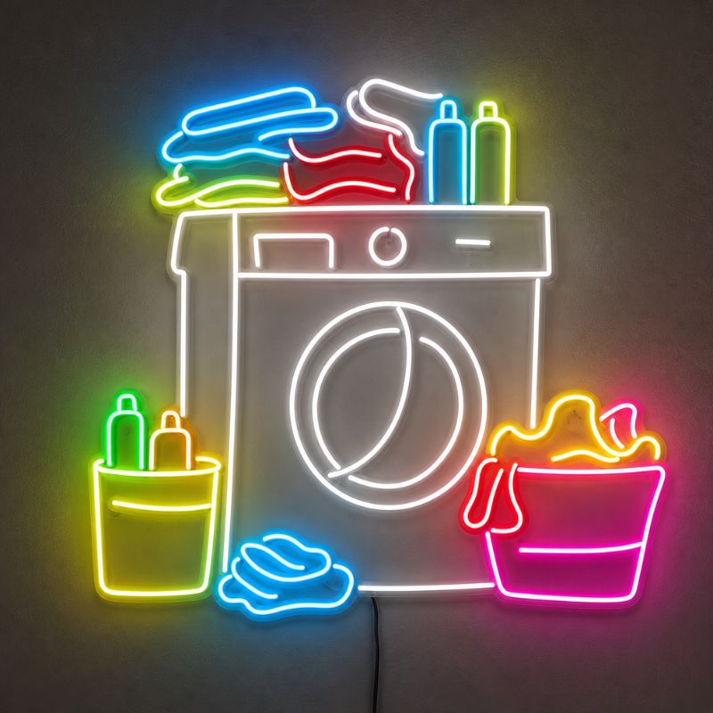 Funny Laundry Room Neon Sign - Washer LED Wall Decor