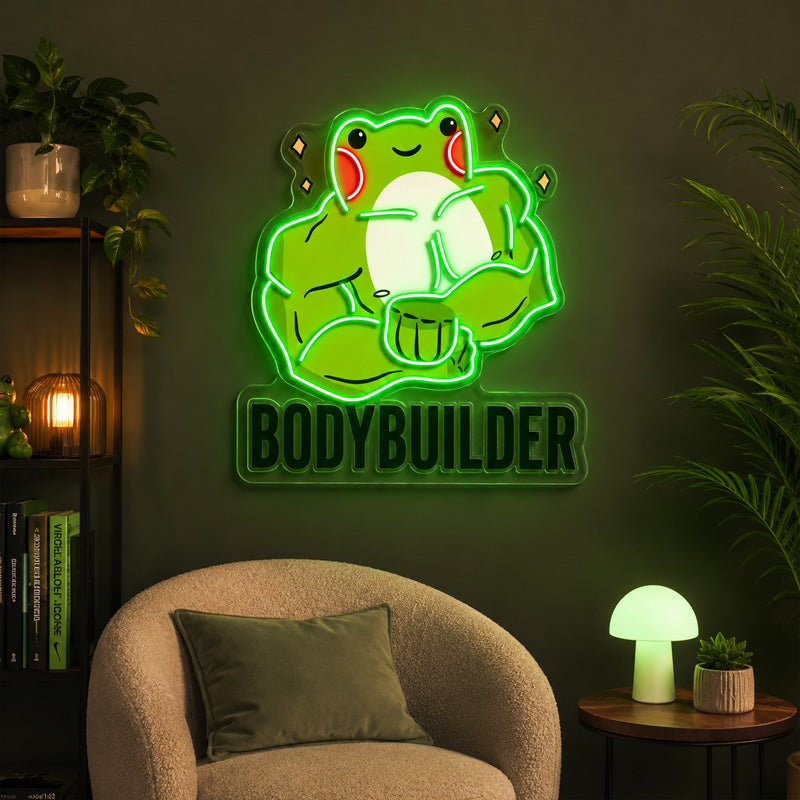 Funny Neon Sign - Bodybuilder Frog LED Wall Decor Sign
