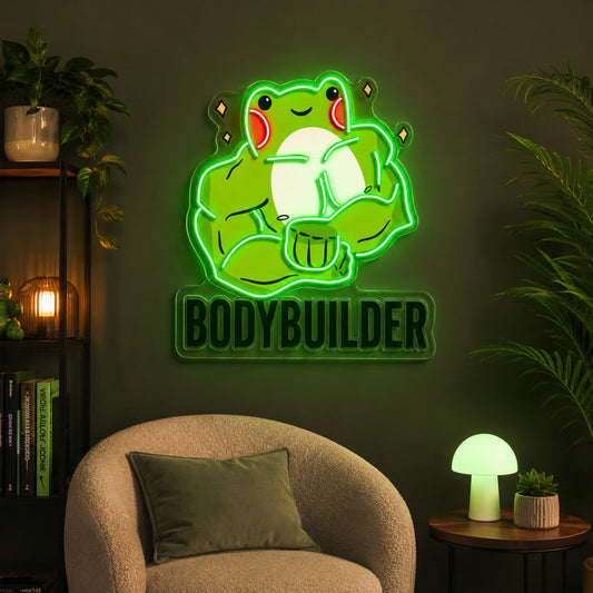 Funny Neon Sign - Bodybuilder Frog LED Wall Decor Sign
