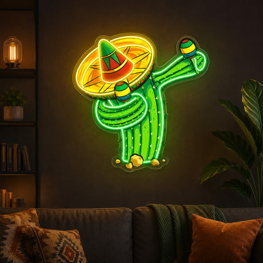 Funny Neon Sign - Cactus Maracas LED Wall Decor
