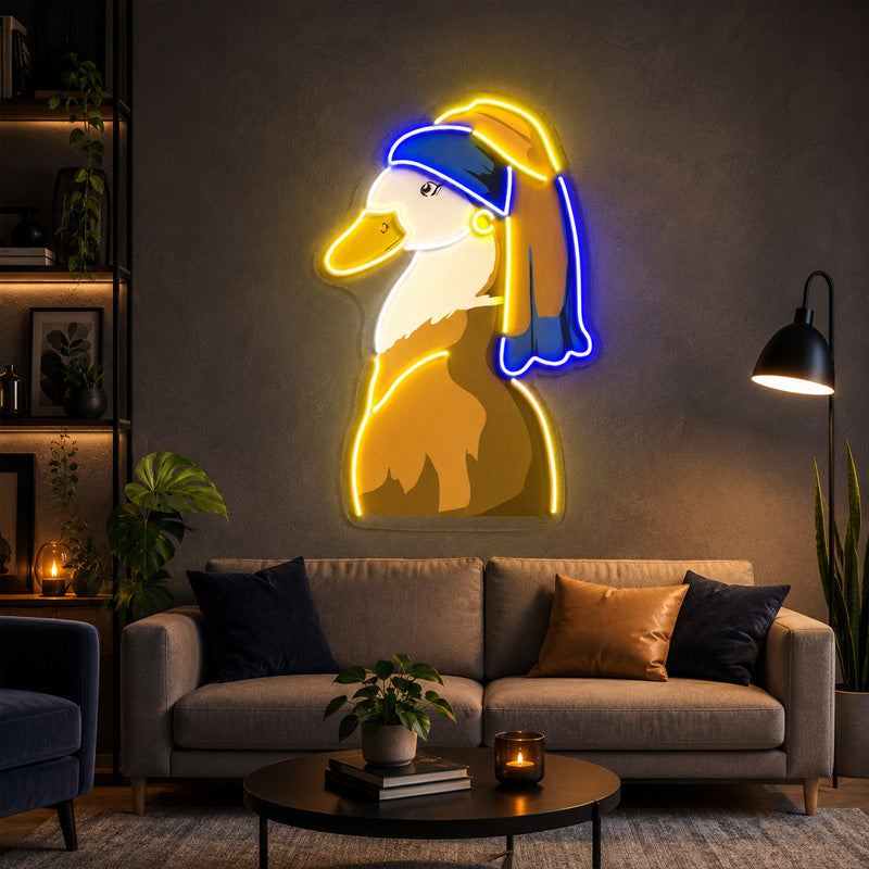 Funny Neon Sign - Duck With Pearl Earring LED Decor

