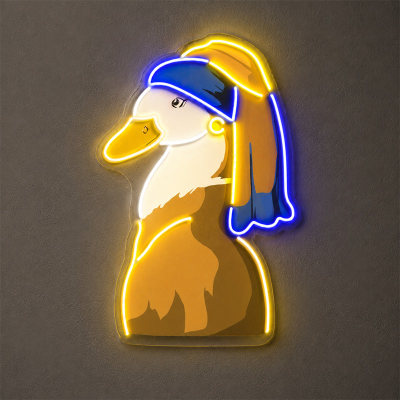 Funny Neon Sign - Duck With Pearl Earring LED Decor
