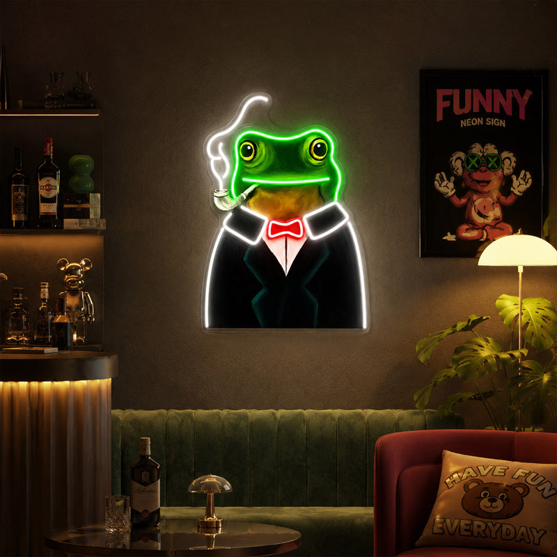 Funny Neon Sign - Gentleman Frog LED Wall Decor

