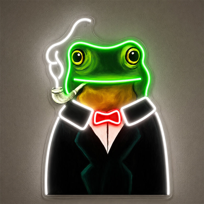 Funny Neon Sign - Gentleman Frog LED Wall Decor
