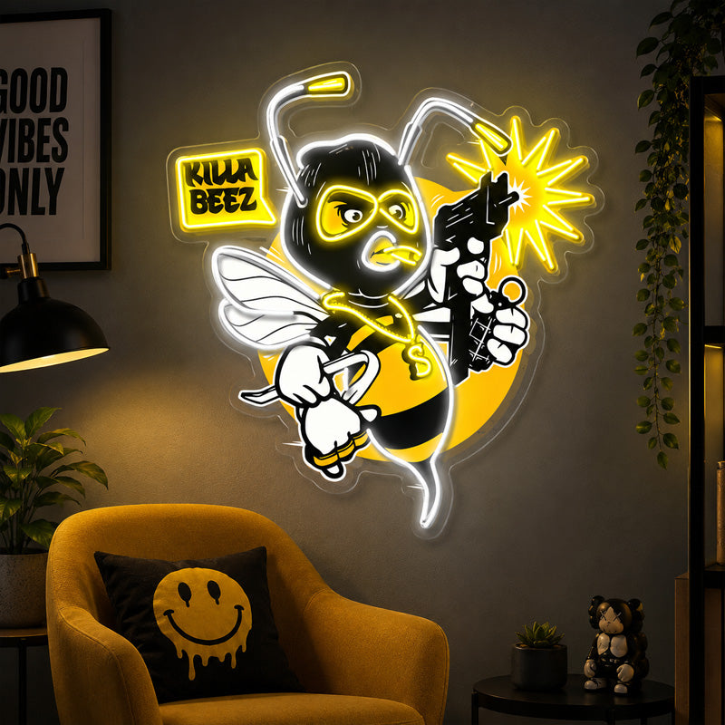 Funny Neon Sign - Killer Bee LED Wall Decor Artwork

