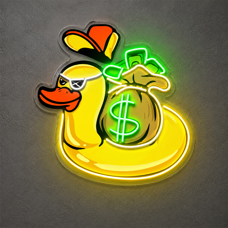 Funny Neon Sign - Lucky Duck Money LED Wall Decor

