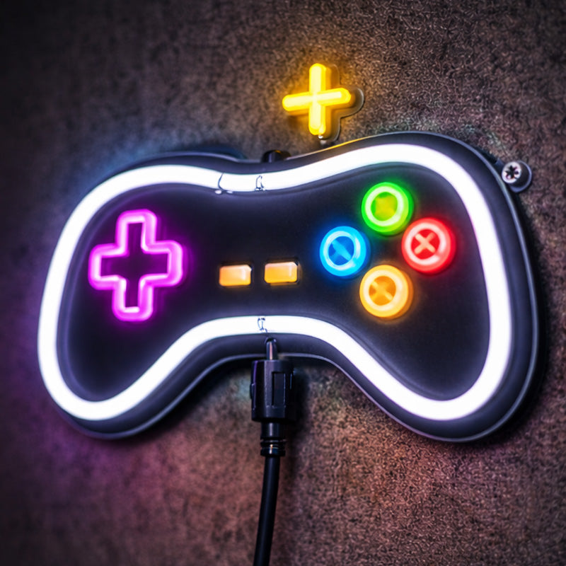 Game Controller Neon Sign – Colorful LED Wall Light for Gaming Setup & Esports Rooms