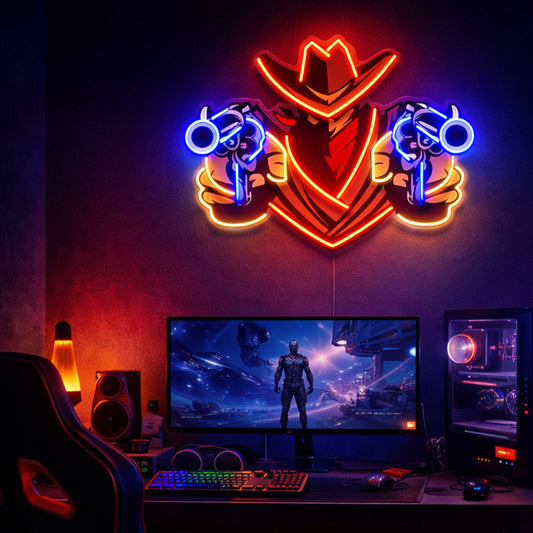Gaming Room Neon Signs - Cowboy Gun LED Light
