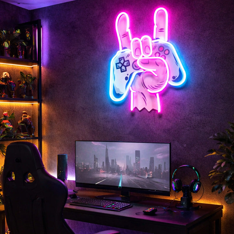 Gaming Room Neon Signs - Gamer Hand Controller LED Neon Light