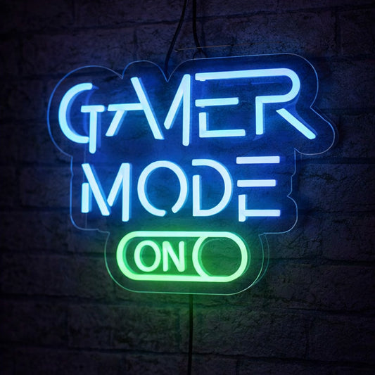 Gaming Room Neon Signs - Gamer Mode On LED Decor