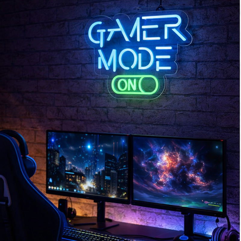 Gaming Room Neon Signs - Gamer Mode On LED Decor