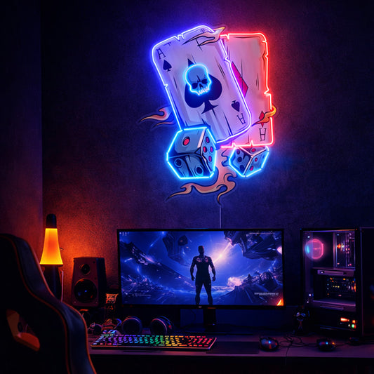 Gaming Room Neon Signs - Poker Cards LED Light
