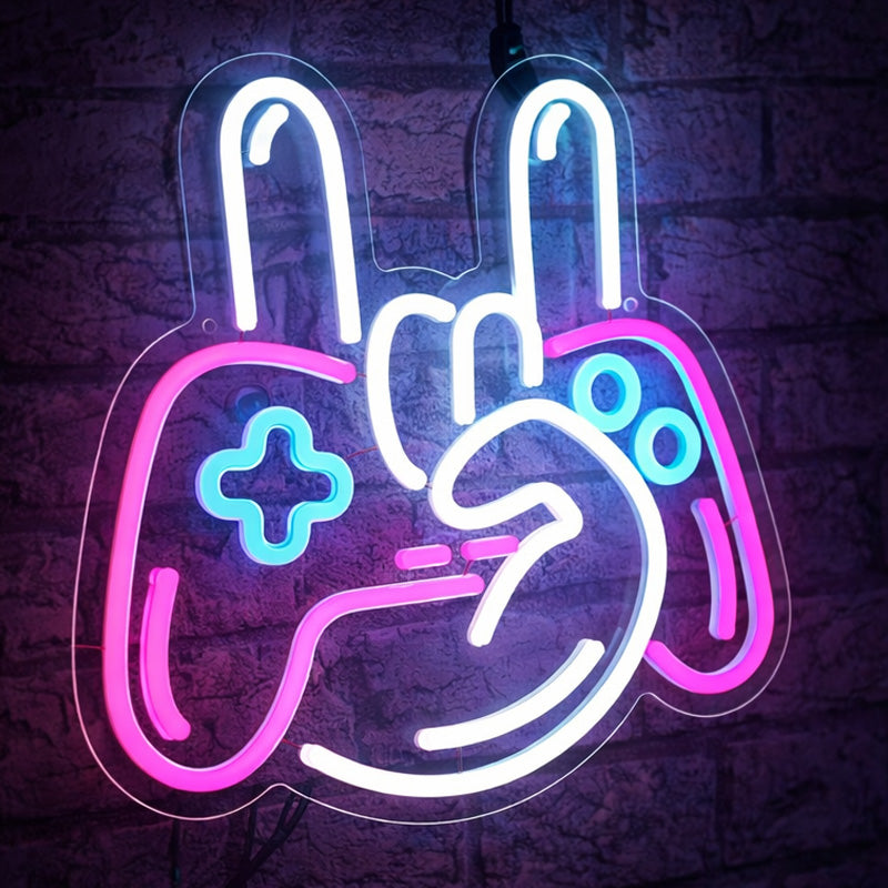Gaming Room Neon Signs - Rock Hand Controller LED Decor