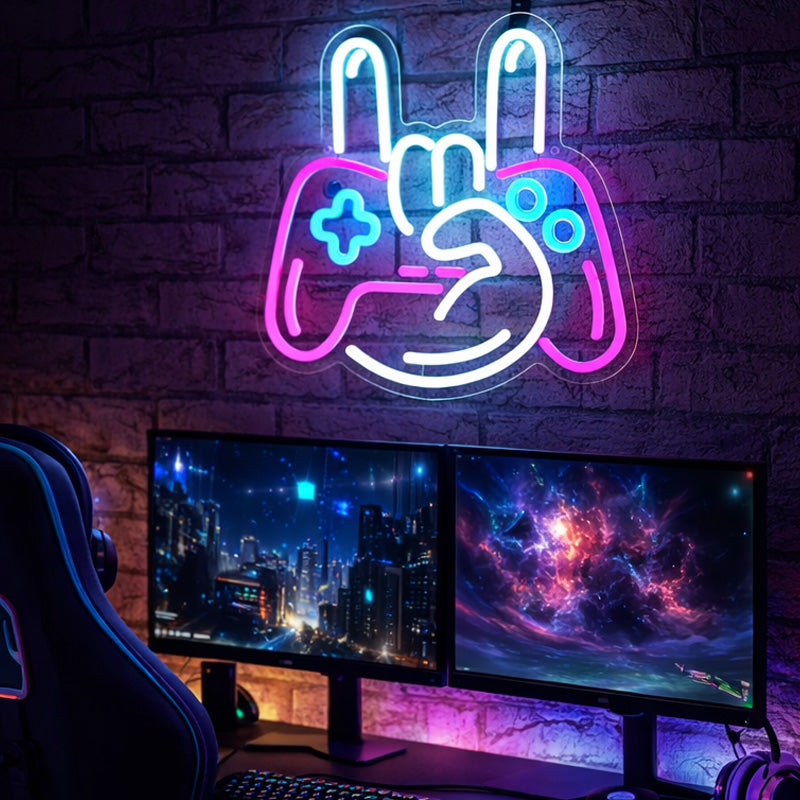 Gaming Room Neon Signs - Rock Hand Controller LED Decor