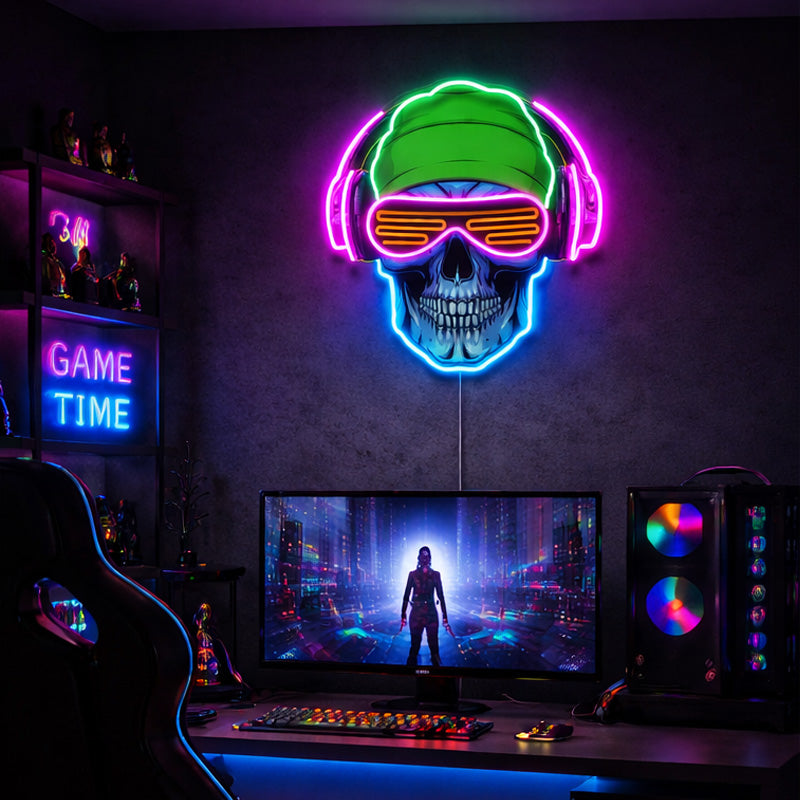 Gaming Room Neon Signs - Skull Glasses LED Light
