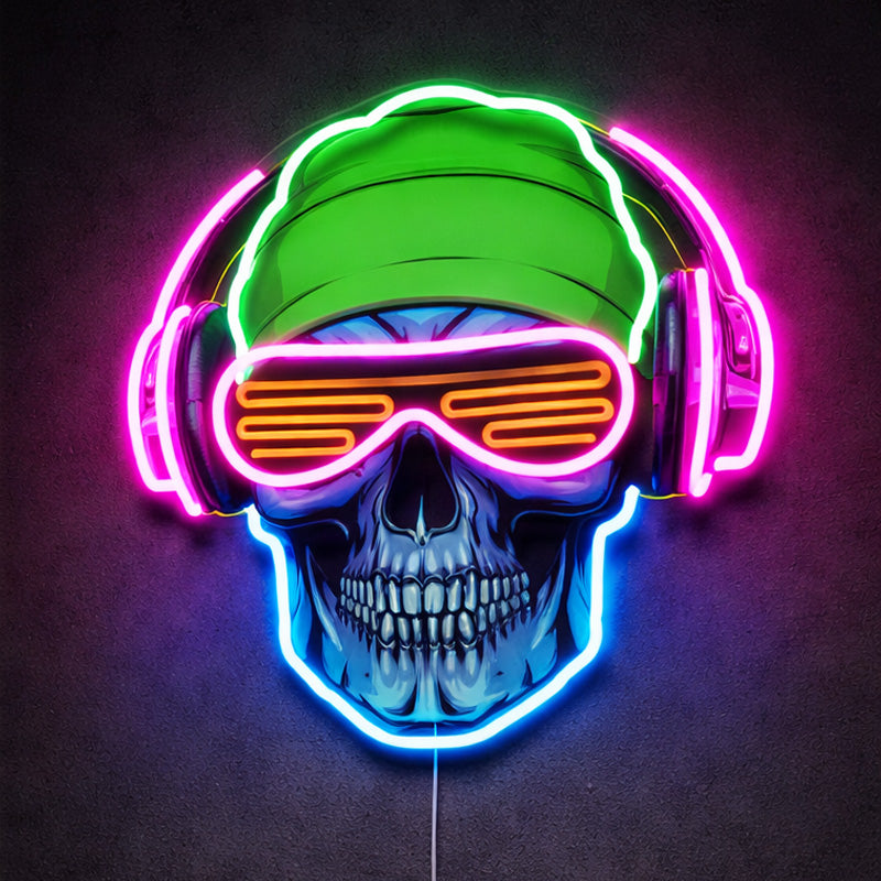Gaming Room Neon Signs - Skull Glasses LED Light
