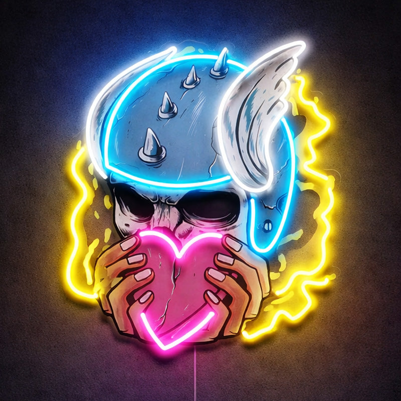 Gaming Room Neon Signs - Skull Heart LED Light
