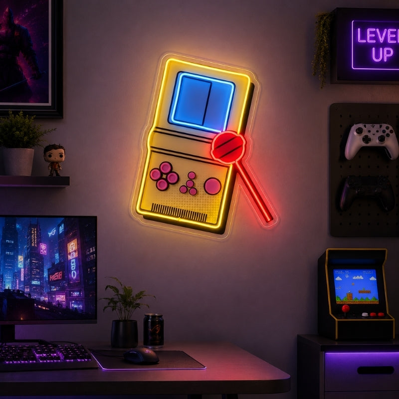 Gaming Room Neon Sign - Retro Handheld Console Decor
