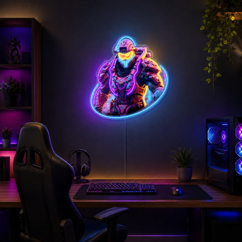 Gaming Room Neon Signs - Cyber Soldier LED Wall Decor