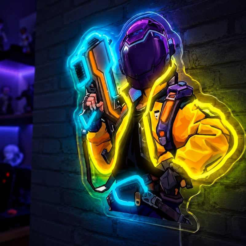 Gaming Room Neon Signs - Cyber Warrior LED Wall Decor